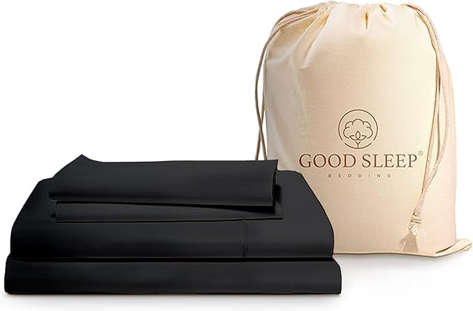 Good Sleep Bedding King Size Sheets Set Deep Pockets - 4 Pc, King Sheet Set, 100% Egyptian Cotton Bedsheets King Size Bed, Soft & Breathable King Size Sheets, FIts Upto 16 Inch - Black GoodSleepBedding