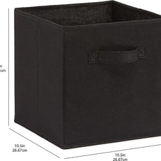 Amazon Basics Collapsible Fabric Storage Cubes Organizer with Handles, Sturdy, Black, 10.5-x-10.5-x-11-inch, Pack of 6