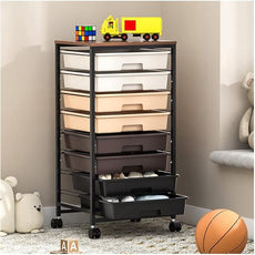 Rolling Storage Cart with Drawers, Rolling Drawer Cart and Wooden Tabletop,Storage Drawer Cart for Living Room,Classroom,Bedroom,Bathroom,Dorm,Office,Brown Gradient