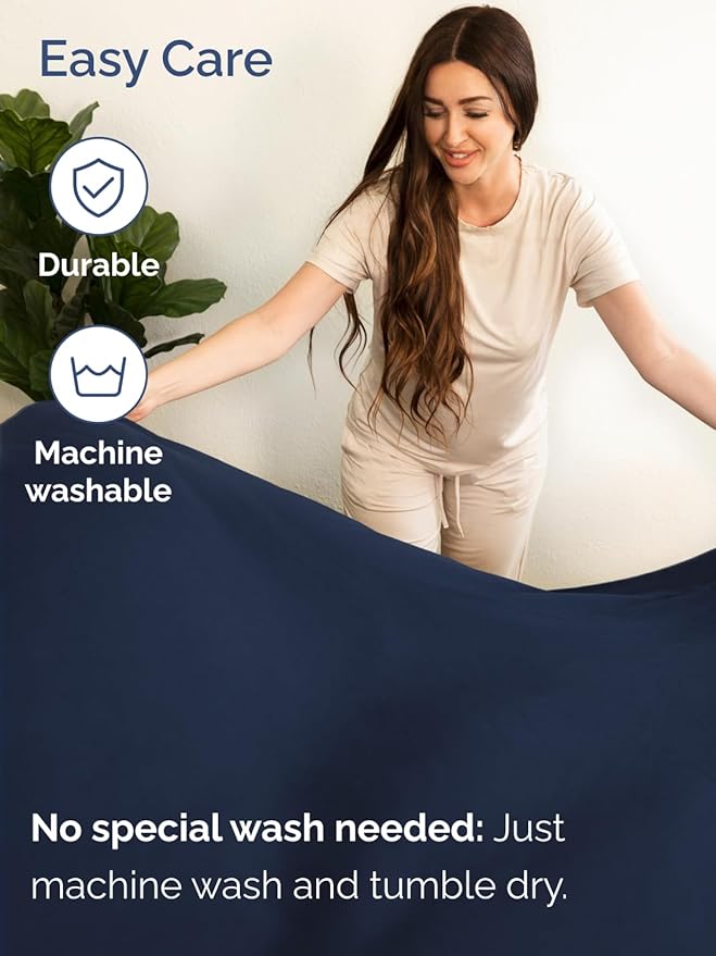 Extra Deep Pocket Cal King Sheets - 4 Piece Breathable & Cooling Bed Sheets - Hotel Luxury Bed Sheet Set - Soft, Wrinkle Free & Comfy - Easily Fits Extra Deep Mattresses - Deep Pocket Navy Blue Sheets