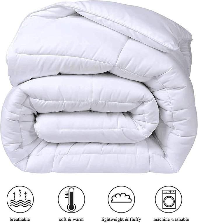COHOME Quilted Twin XL Size Comforter - All-Season Down Alternative Duvet Insert - Luxury Hotel Soft Breathable Winter Warm White Comforter with Anti-Clump Tech & 8 Tabs - Reversible（68"x92"）