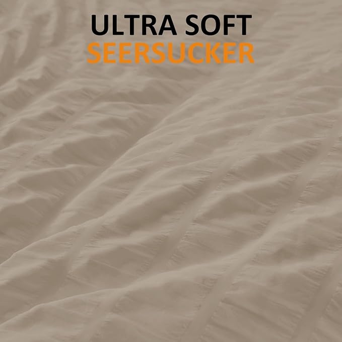 Cozyide Linen Twin Duvet Cover, 2 Pieces Bedding Duvet Covers, Soft Breathable Seersucker Duvet Cover Set with Zipper Closure and Corner Ties (1 Duvet Cover 68"x90" + 1 Pillow Sham 20"x26")