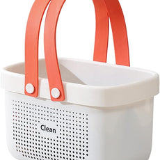 JiatuA Plastic Storage Basket with Handle Portable Shower Caddy Tote Organizer Basket Bin for Bathroom Kitchen Dorm Room Bedroom, Small White