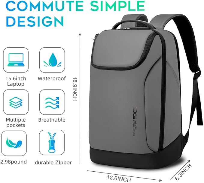 BANGE Business Commute Backpack Waterproof fit 15.6 Inch Commute backpack,Travel Durable Backpack