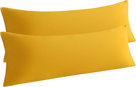 NTBAY 2-Pack Body Pillowcases, 20x54 inches, Ginger Yellow, Soft, Wrinkle, Fade Resistant, Envelope Closure, Microfiber, 2 Pieces