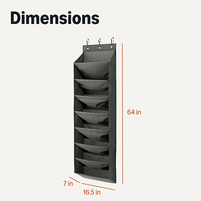 Amazon Basics 8 Tier Over the Door Shoe Organizer, Large, Dark Grey