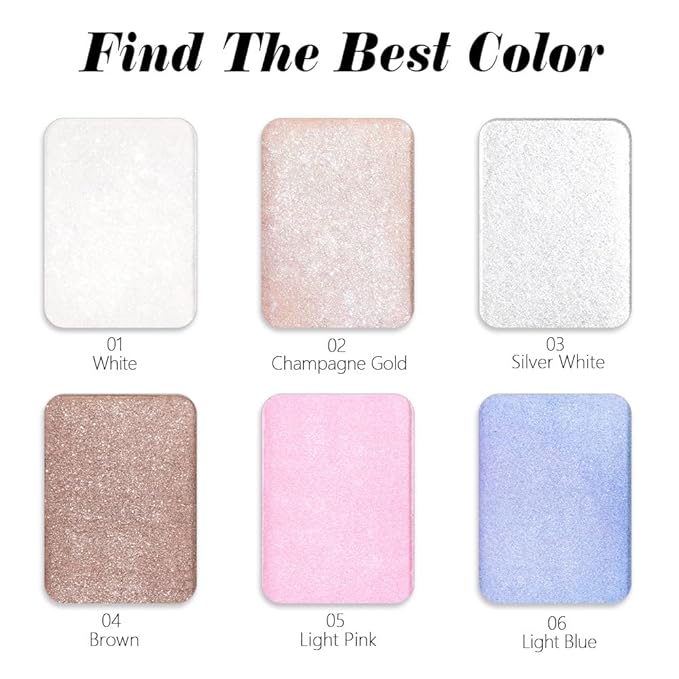 Light Pink White Sparkle Glitter Shimmer Highlighter Makeup Palette for Women, Pink Buttery Creamy Powder Highlighter Eyeshadow Palette Vegan, Built-in Mirror & Brush 05 – Girls Christmas Gifts