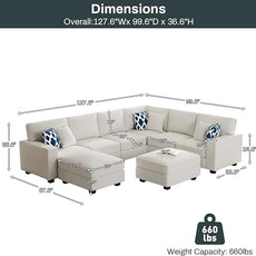 Legend Vansen Modular Sectional Sofa U Shaped Couch with Ottoman Modern Reversible Corner Sectional Couch for Living Room (Cream, U Shaped Sofa-3)
