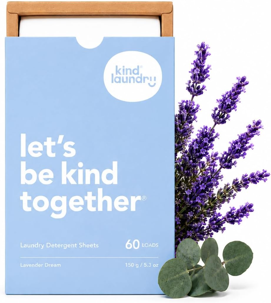 Kind Laundry Detergent Sheets – 32 Loads Ocean Breeze, EWG Verified, No Residue After Wash, Eco Plastic-Free Liquidless Laundry Soap, Non-Toxic Formula, for Sensitive Skin, Travel & Dorm Friendly
