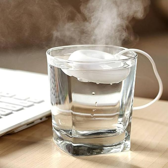 Mini USB Air Humidifier Rechargeable Float Water Donut Shape Humidifier for Home Office White