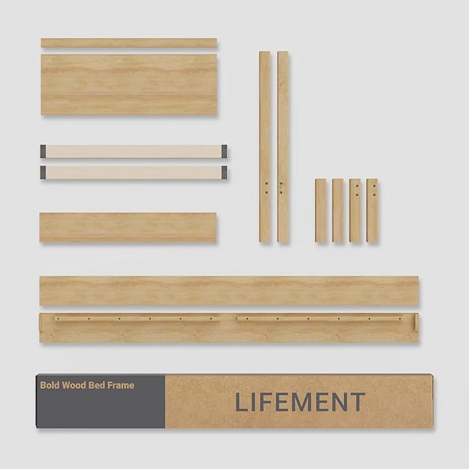 LIFEMENT Full Signature Wood Platform Bed Frame Natural, Noise-Free, Under Bed Storage, No Box Spring Needed, Easy Assembly