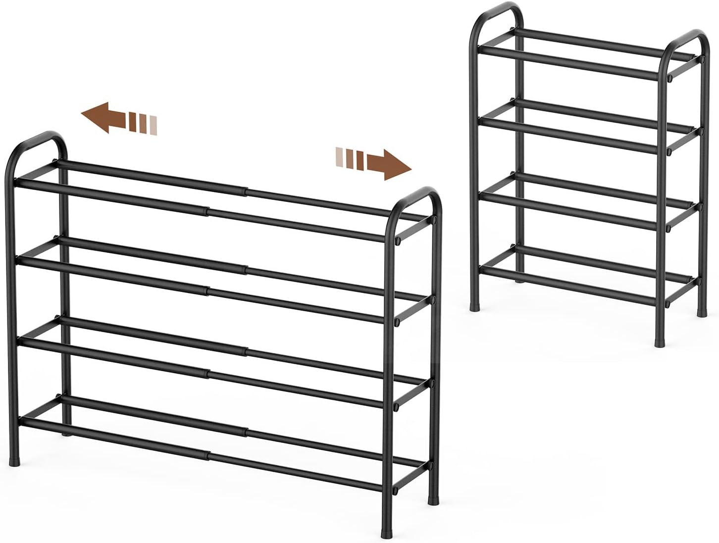 Gonfoam 3-Tier Expandable Shoe Rack,Adjustable Shoe Shelf Storage Organizer Heavy Duty Metal Free Standing Shoe Rack for Entryway Closet Doorway (Black) Dormly