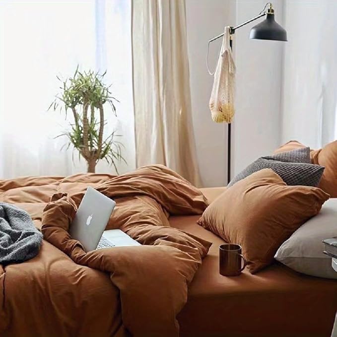 VM VOUGEMARKET Pumpkin Bedding King Jersey Knit T-Shirt Cotton Duvet Cover with 2 Pillowcases Ultra Soft Modern Simple Bedding Set for Men Women Without Comforter-King,104x90 Inch