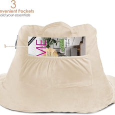 Nestl Reading Pillow for Kids & Teens with Shredded Memory Foam, Backrest Pillows for Reading, Watching, and Gaming, Use on the Couch, Bed, or Floor, Adjustable Support with Washable Cover Beige Cream