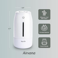 Aqua Glo Personal, Portable Humidifiers for Bedroom – Ultrasonic Cool Mist Humidifier with Built In Rechargeable Battery. Air Humidifier for Baby, Plants, Home, Office, Travel. White