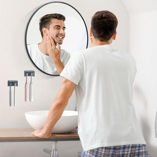 2 PCS Wall-Mounted Toothbrush Holder with Cover, 2-Slot Organizer for Bathroom, Shower, Dorm, Cabinet (Clear)
