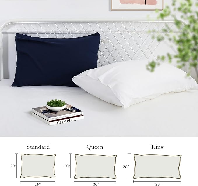Avolare 2 Pack Pillowcases, Cooling Pillow Case Queen Size with Envelope Closure, Breathable & Machine Washable Pillow Covers for Hot Sleepers, Night Sweats - Navy Blue (20"x30") Imported
