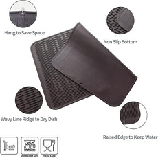 Silicone Dish Drying Mat for Multiple Usage,Easy clean,Eco-friendly,Heat-resistant Silicone Mat for Kitchen Counter or Sink,Refrigerator or Drawer Liner Coffee 3XL 28 inches x 18 inches