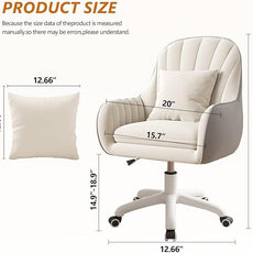 Cute Home Office Chair Velvet Upholstered Desk Chairs with Mid Back Swivel Adjustable Makeup Vanity Computer Chair with Wheels