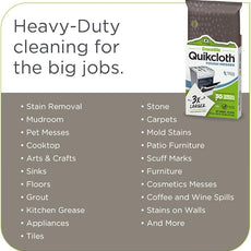 Quikcloth® Tough Messes – Plant-Based, Gentle, Plastic-Free Cleaning Wipes for Home & Kitchen - Safe on Hands and Surfaces
