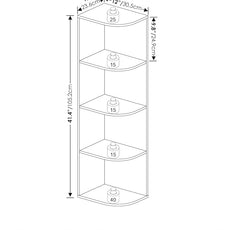 Furinno Pasir 4-Tier Corner Open Shelf Bookcase, French Oak