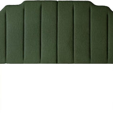 24KF Dark Green Teddy Fabric Tufted for Queen Upholstered Headboard, Modern Vertical Channel Design Full Headboard with Stepped Silhouette Top Edge, 6026-Q-Teddy Dark Green