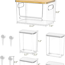 Trash Bag Dispenser Dishwasher Pods Container, 5 in 1 Garbage Bags Holder Under Sink Organizer Acrylic Laundry Pod Detergent Powder Container, Kitchen Pantry Laundry Room Organization Storage