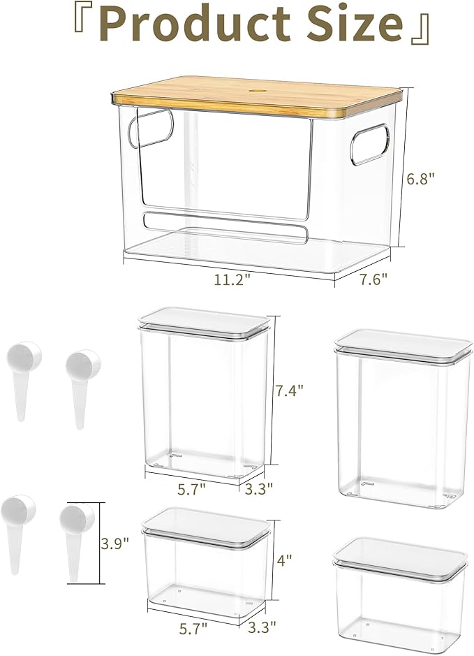 Trash Bag Dispenser Dishwasher Pods Container, 5 in 1 Garbage Bags Holder Under Sink Organizer Acrylic Laundry Pod Detergent Powder Container, Kitchen Pantry Laundry Room Organization Storage
