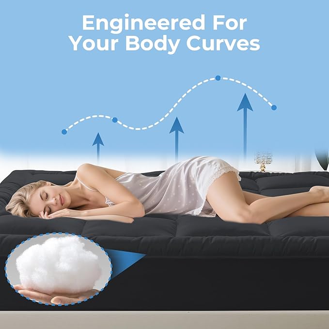 YUGYVOB Full Mattress Topper - 600GSM Extra Thick Cooling & Breathable Mattress Pad with Deep Pocket 8"-21" & Soft Down Alternative Filling, Grey