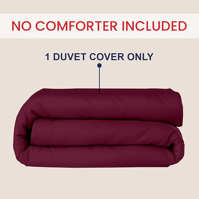 Kotton Culture 1 Pc 120" x 98" Duvet Cover Oversized King 100% Egyptian Cotton - 600 Thread Count Comforter Cover, Zipper Closure & Corner Ties - Fits Large King Inserts - Red Burgundy