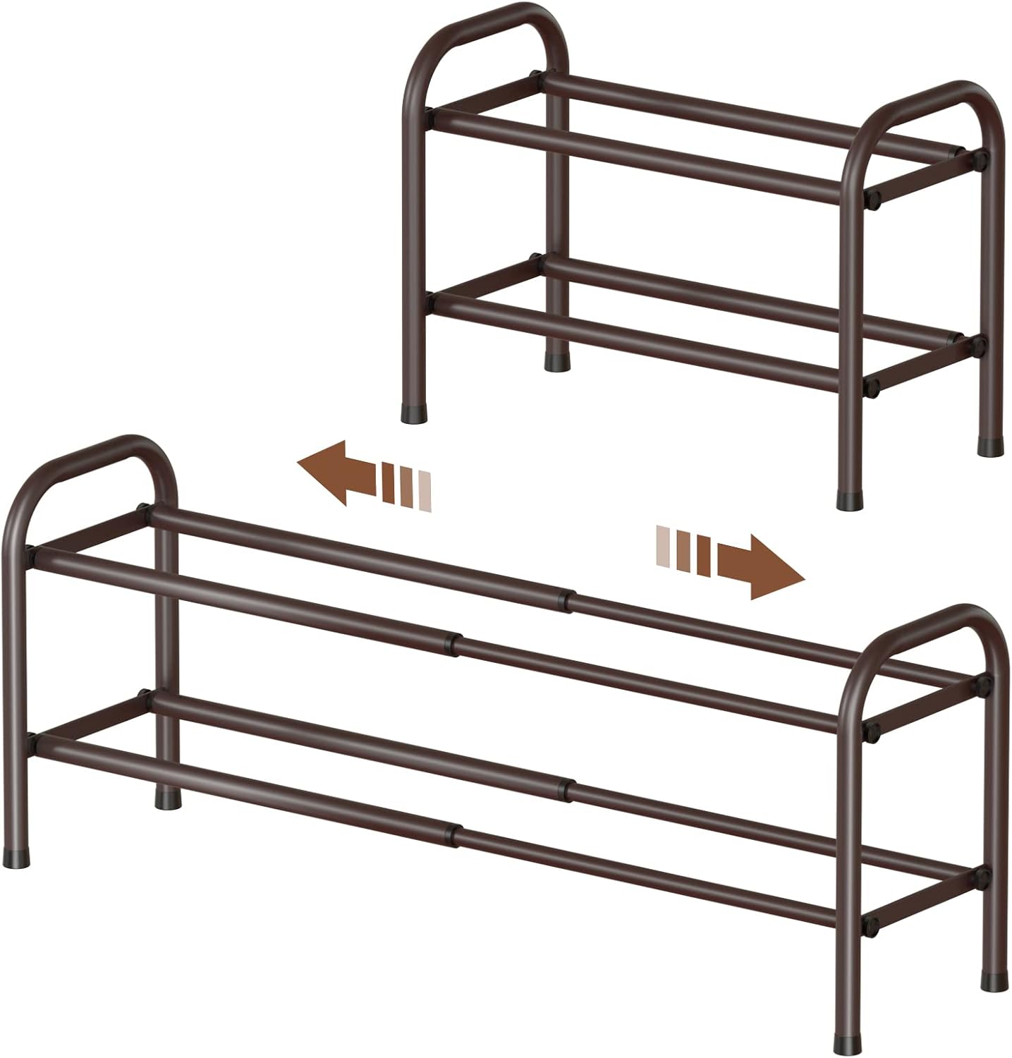 Gonfoam 3-Tier Expandable Shoe Rack,Adjustable Shoe Shelf Storage Organizer Heavy Duty Metal Free Standing Shoe Rack for Entryway Closet Doorway (Black) Dormly