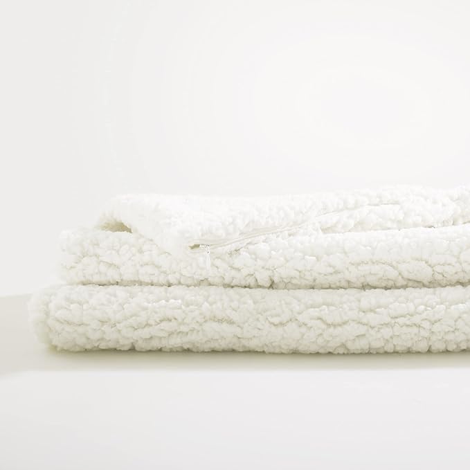 Reafort Ultra Soft Sherpa Body Pillow Cover/Case with Zipper Closure 21"x54" (21"x54" Body Pillow Cover, Cream)