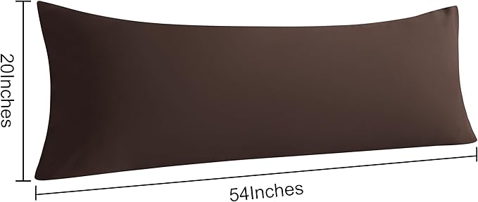 NTBAY Body Pillow Cases Set of 2, 2 Pack Brushed Microfiber 20x54 Inches, Soft, Wrinkle, Fade, Stain Resistant Dark Brown Pillow Cases with Envelope Closure