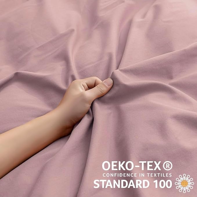 JELLYMONI Cotton Duvet Cover Queen Size - 100% Washed Cotton Linen Feel Textured Comforter Cover, 3 Pieces Breathable Soft Bedding Set with Zipper Closure (Dusty Pink, Queen 90"x90")