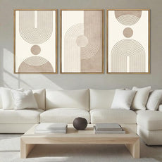 BINCUE Beige Neutral Canvas Wall Art Framed Geometric Abstract Wall Decor Mid Century Modern Artwork Wall Decor for Living Room Bedroom Office 16