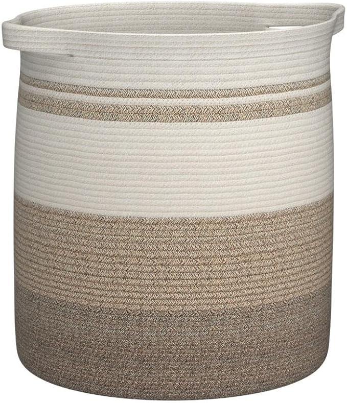 OIAHOMY 80L Laundry Baskets Hamper with Handles,Decorative Basket for Living room,Woven Storage Basket for Toys Bin,Pillows, Blankets,Clothes-20x18in-Gradient Yellow