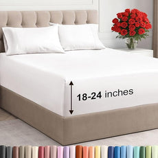 Extra Deep Pocket Queen Sheet Set - 4 Piece Breathable & Cooling Bed Sheets - Hotel Luxury Sheet Set - Soft, Wrinkle Free & Comfy - Easily Fits Extra Deep Mattresses - Deep Pocket Antique White Sheets