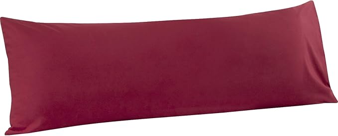 FLXXIE Body Pillow Cover - Super Soft Microfiber 20x54 Body Pillow Case - Envelope Closure, Wrinkle, Stain Resistant Wine Red Body Pillow Cover, 20x54, Wine Red
