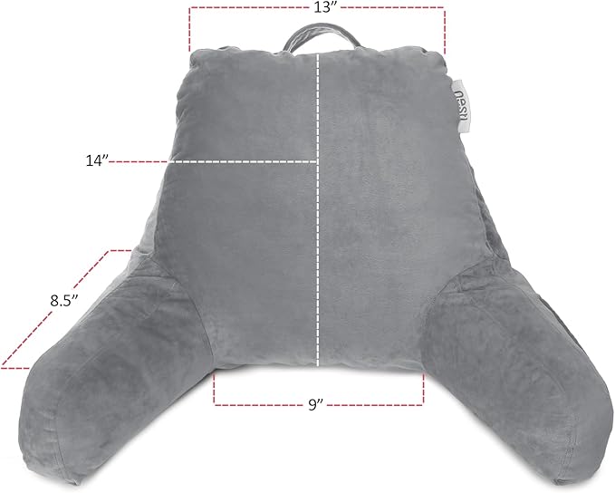 Nestl Reading Pillow for Kids & Teens with Shredded Memory Foam, Backrest Pillows for Reading, Watching, and Gaming, Use on The Couch, Bed, or Floor, Adjustable Support with Washable Cover Grey