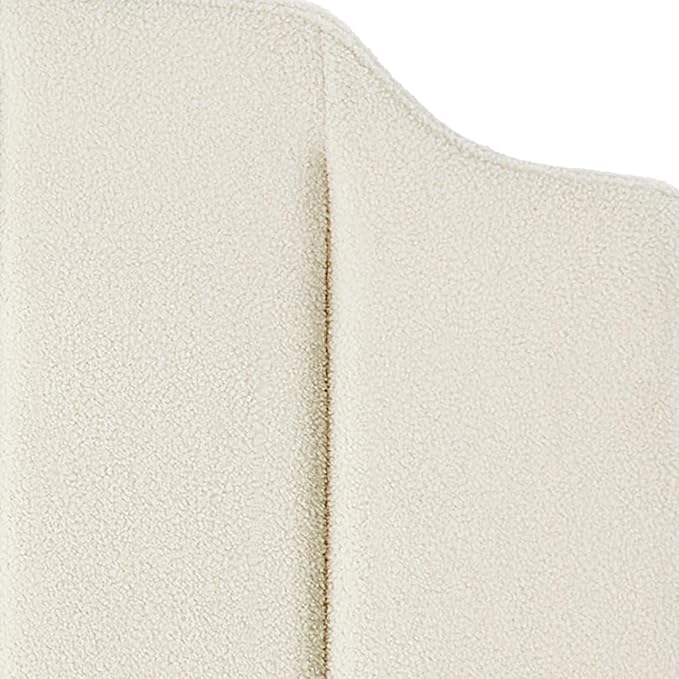24KF Cream Teddy Fabric Tufted King Upholstered Headboard, Modern Vertical Channel Design California King Headboard with Stepped Silhouette Top Edge,6026-K-Teddy Cream