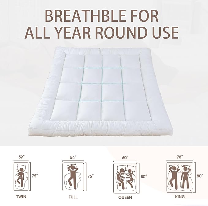 WhatsBedding 5 Inch Memory Foam Mattress Topper Queen for Back Pain Relief, Filled with Breathable Memory Foam, Soft Fluffy Supportive Bed Mattress Topper, 80x60x5 in
