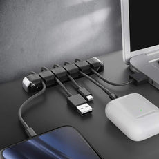 AHASTYLE Cable Organizer Holder 5 Slots Desktop Cord Wire Clips Keeper for Organizing USB Cable/Power Cord/Wire Home Office and Car (Black)