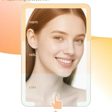 OMIRO Travel Makeup Mirror with Light, 10 x 7 inch Lighted Desk Mirror with Adjustable Stand and 3 Lighting Modes for Shaving and Travelling, White