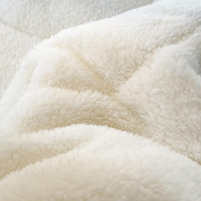 Strawberry Print Fleece Comforter Set - 3 Piece Queen Size Thick Fluffy Comforter for Her Girls Women, Plush, Cozy & Warm,Soft Bedding Bedroom Decor for Winter (1 Comforter + 2 Pillow Shams)