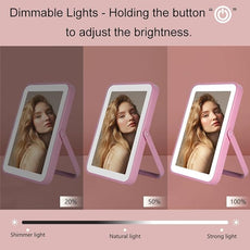 Pink Rechargeable Vanity Mirror with Lights, 10
