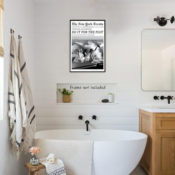 Generic Retro Black and White Newspaper Poster Wall Art Do It for The Plot Canvas Prints Funky Feminist Posters Trendy College Wall Decor for Bar Cart Hot Girl Dorm Room Decorative 24x36inch Unframed