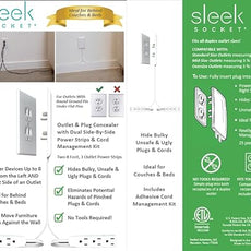 Sleek Socket Original & Patented Ultra-Thin Outlet Concealer with Cord Concealer Kit, Flat Extension Cord with Multi Outlets Power Strip, Ideal for Home Improvement, Hide Bulky and Messy Cords