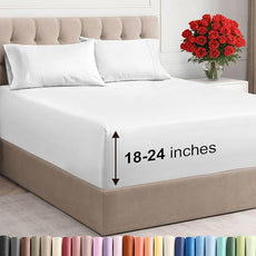 Extra Deep Pocket Queen Sheet Set - 4 Piece Breathable & Cooling Bed Sheets - Hotel Luxury Sheet Set - Ultra Soft, Wrinkle Free & Comfy - Easily Fits Extra Deep Mattresses - Deep Pocket White Sheets