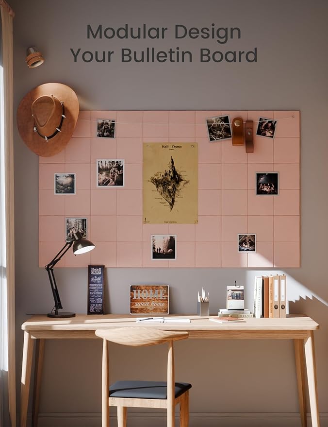 Large Felt Bulletin Board 48" x 36" Cork Board Alternative-12 Pack with 70 Safe Removable Adhesive Tabs, Cork Boards for Walls Cork Board for Home Office Classroom Pin Board-Coral