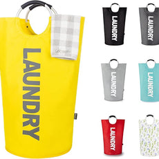 Caroeas 95L Pro Large Laundry Basket (13 Colors), Waterproof Laundry Hamper, Laundry Bag with Padded Handles, Clothes Hamper Stands Up Well, Collapsible Laundry Basket Easy Storage(Yellow)